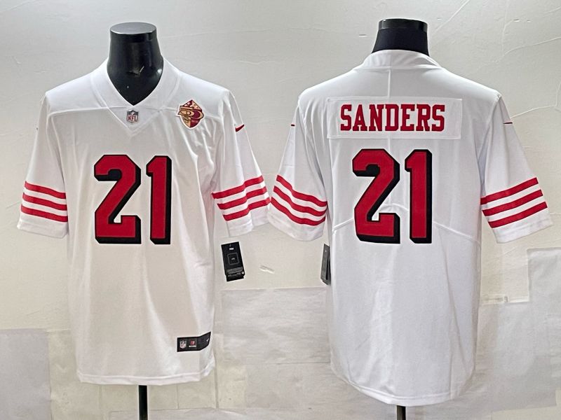 Men San Francisco 49ers #21 Sanders White Throwback Nike Limited NFL 2025 Jersey style 07